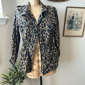 Primark Brown Black Cheetah Leopard Print Utility Military Style Jacket sz L
